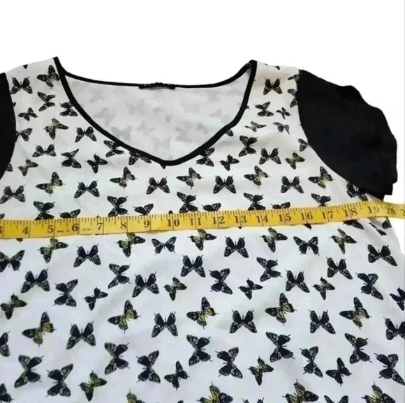 Sisley Dress Butterfly Print Black White Fairy Y2K Shift Dress Fairy Women L - Picture 10 of 11